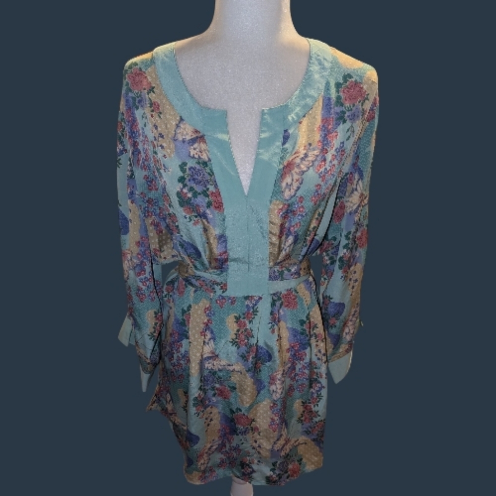 EUC Roaman's Multicolor Floral Tunic Top Size 18W 100% Polyester 30-1027-9